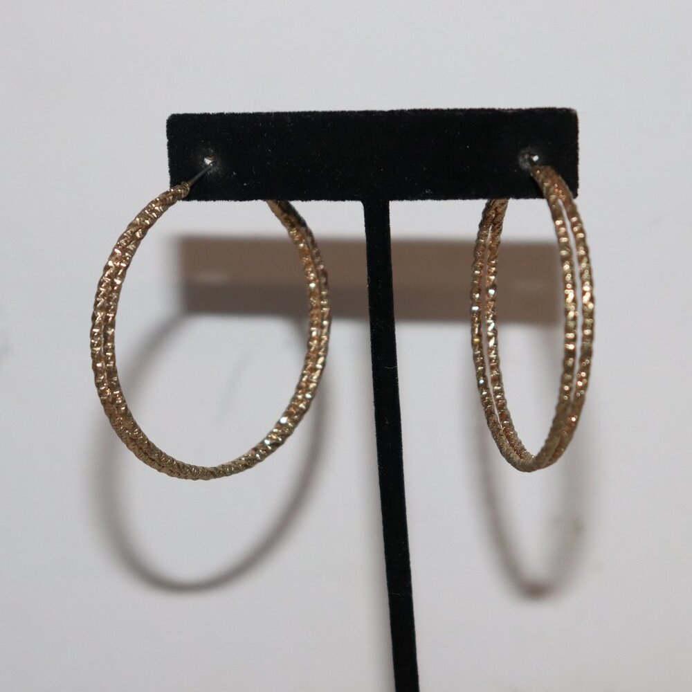 Beautiful double gold hoop earrings 1.75"